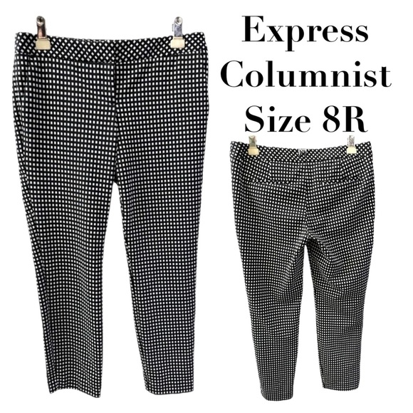 Express Columnist Black & White Checkered Pants with 4 Pockets Size 8R - Picture 1 of 13